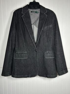 Lauren Ralph Lauren Dark Wash Chambray Denim women’s Blazer/jackets plus size14